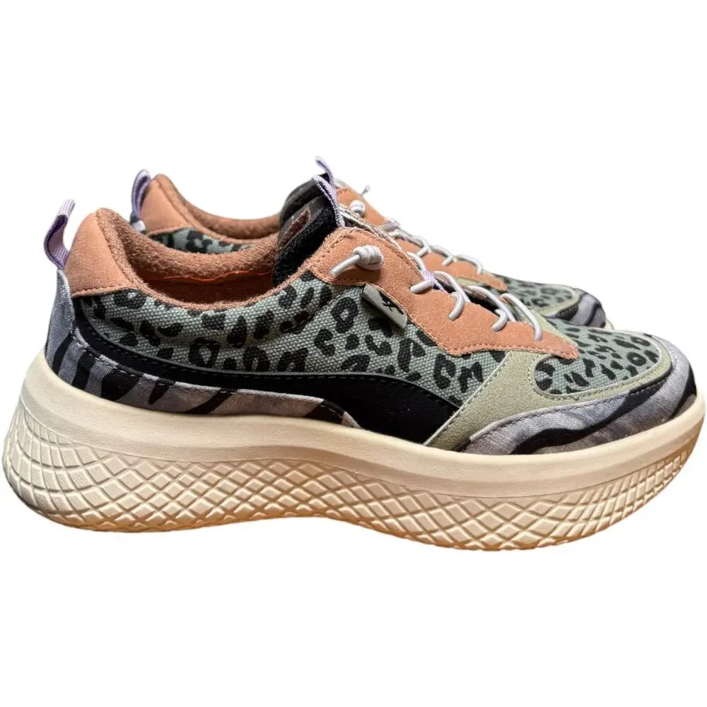 ROCKET DOG Gravel Women's 7.5 Sneakers Olive Black Leopard Zebra Shoes